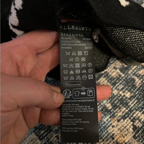 NEW All Saints | Logo Jacquard Unisex Beanie - Picture 3 of 4